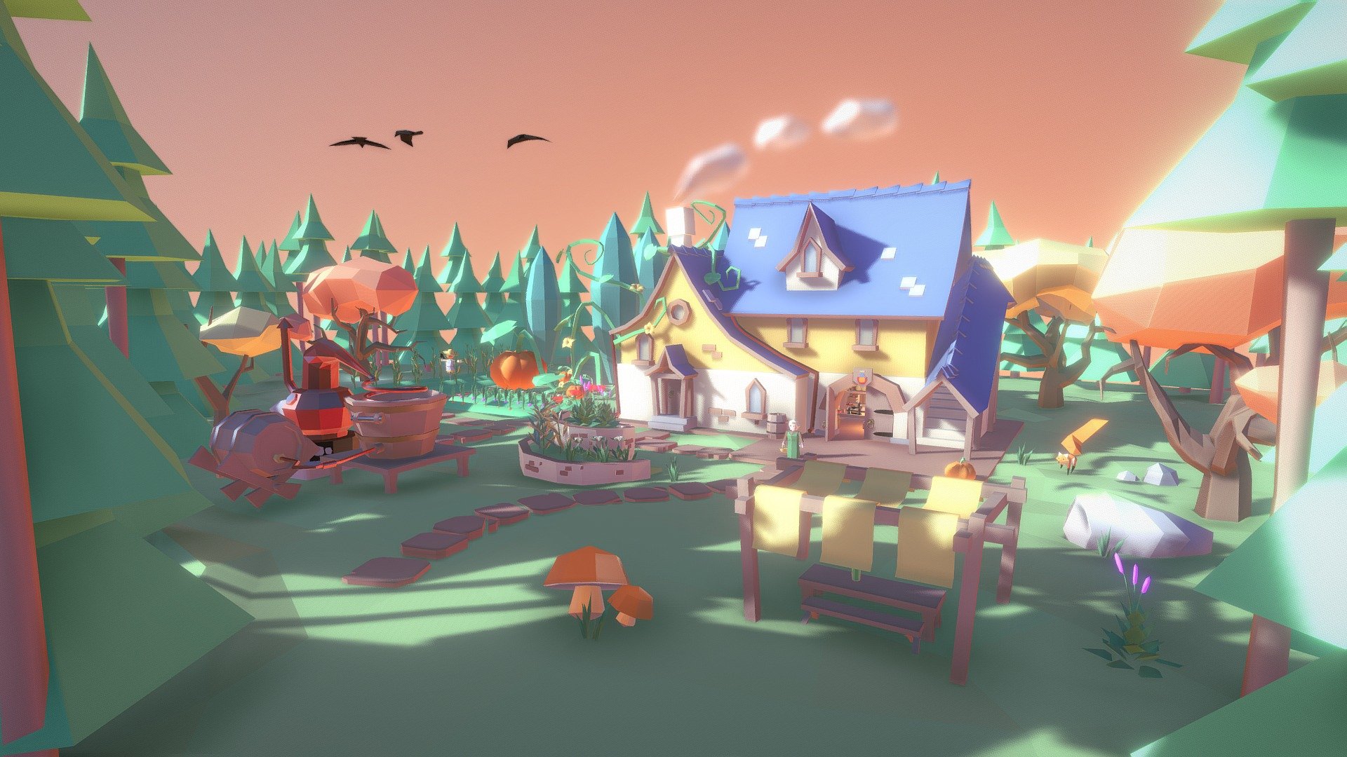 Healer house/shop crazy pumpkin — Sketchfab embed 3D viewer