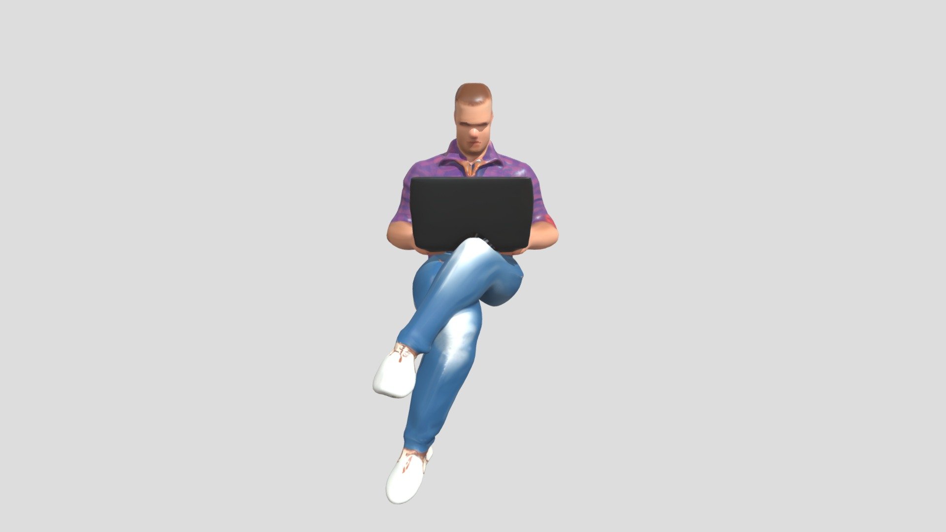 Man sitting with laptop - 3D model by yoshinobu.miyamoto [e2c2400 ...