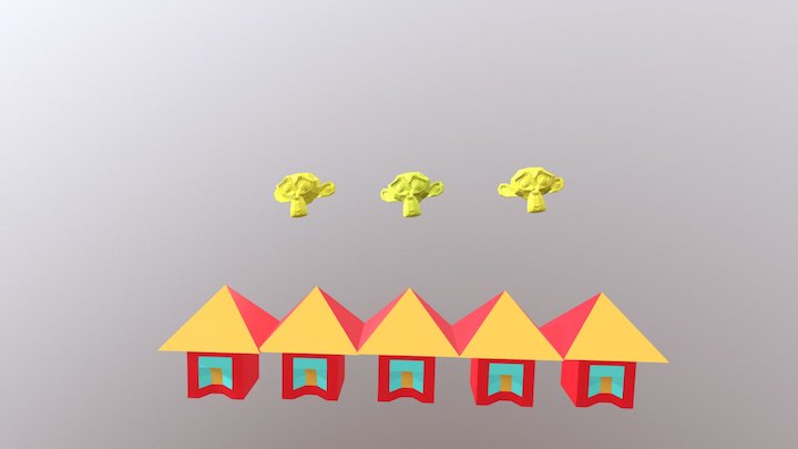 5 Rumah Dan Monyet 3D Model