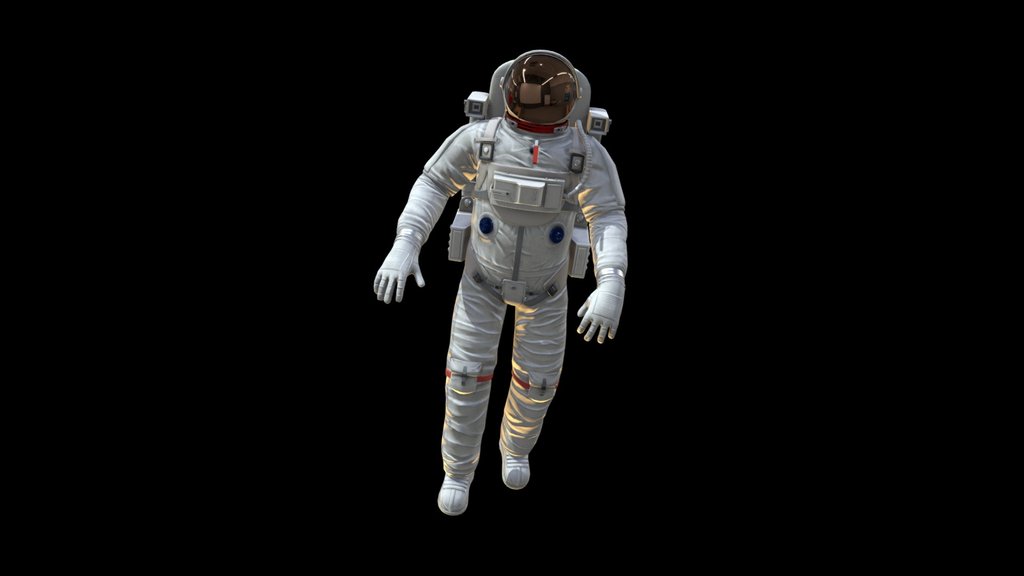 Animated Floating Astronaut in Space Suit Loop