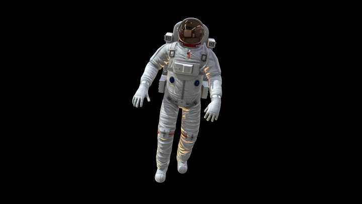 Animated Floating Astronaut in Space Suit Loop 3D Model