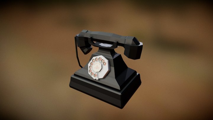 Low Poly Rotary Phone 3D Model