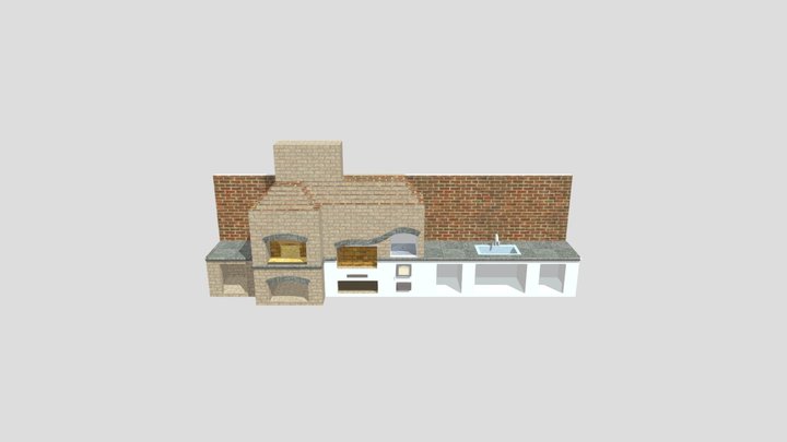 russian barbecue stove brazier cauldron brick 3D Model