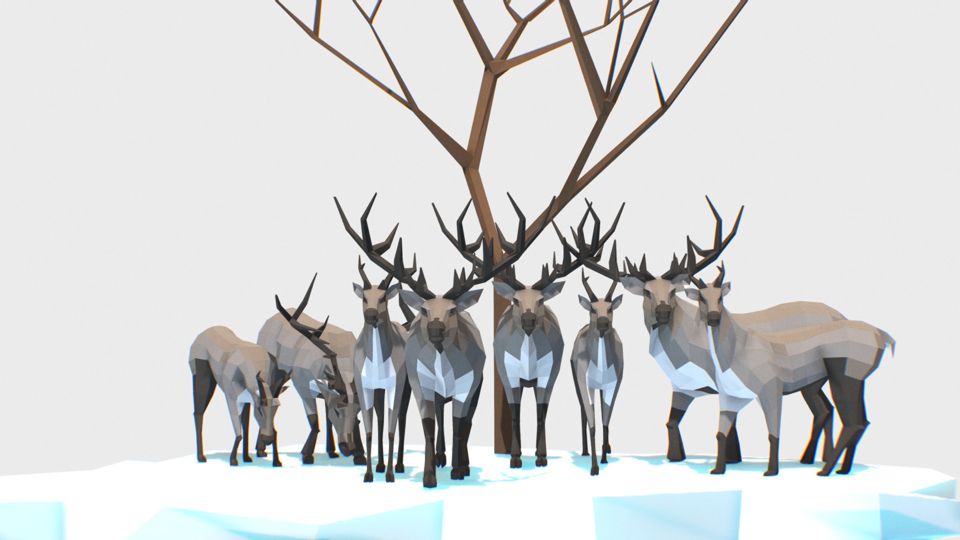 3D model Reindeers - This is a 3D model of the Reindeers. The 3D model is about a group of reindeer statues.