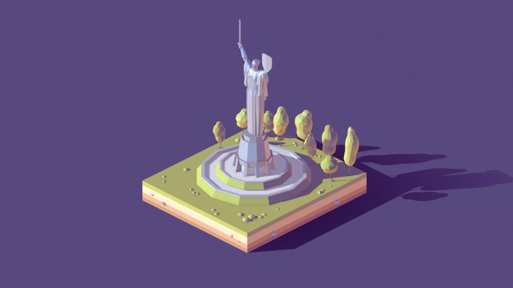 Cartoon Lowpoly Motherland Monument 3D Model