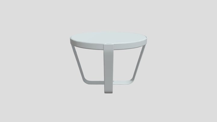 Round wooden side table with metal legs 3D Model