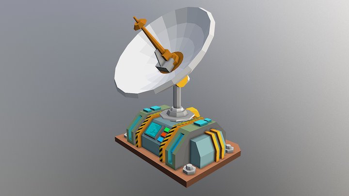 LowPoly Cartoonish Radar Module 3D Model