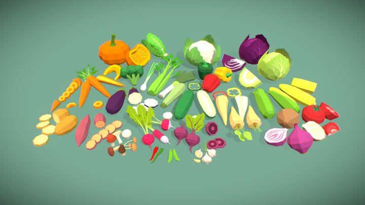 Low-poly Vegetables 3D Model