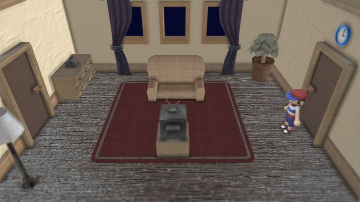 boy walking in living room 3D Model