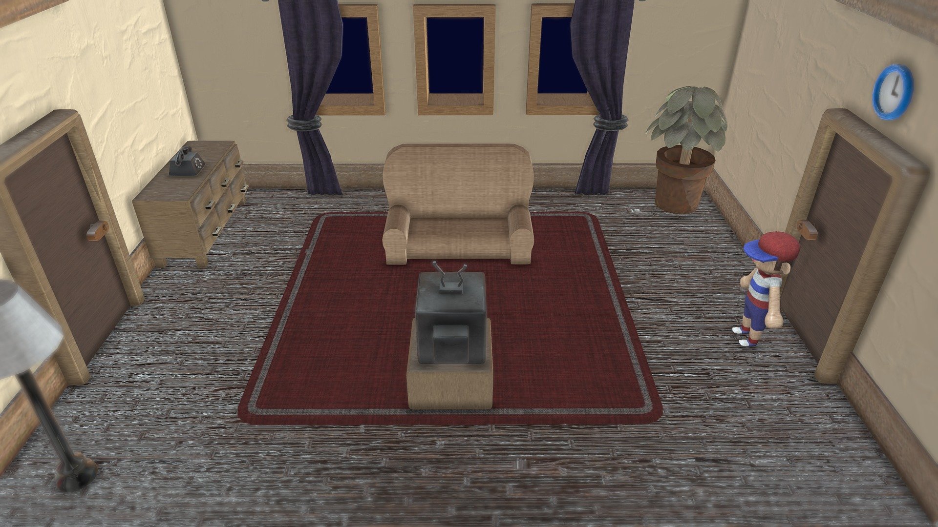 boy walking in living room