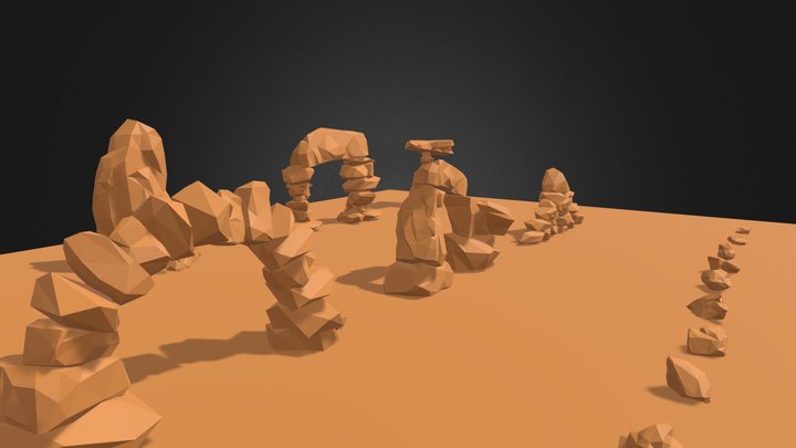 Desert Stone 3D Low Poly Pack 3D Model