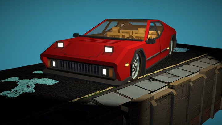 Pixel art car 3D Model