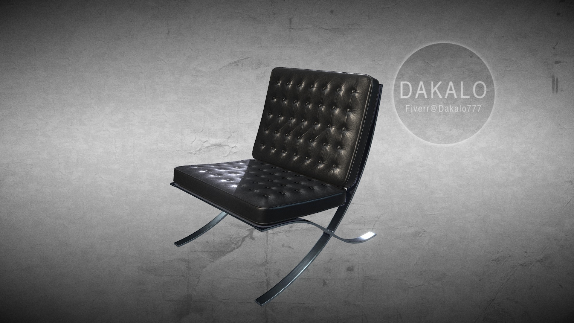 3D model Barcelona Chair - This is a 3D model of the Barcelona Chair. The 3D model is about a black chair on a white surface.