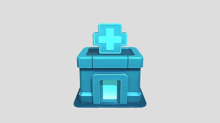 cartoon hospital building icon 3D Model