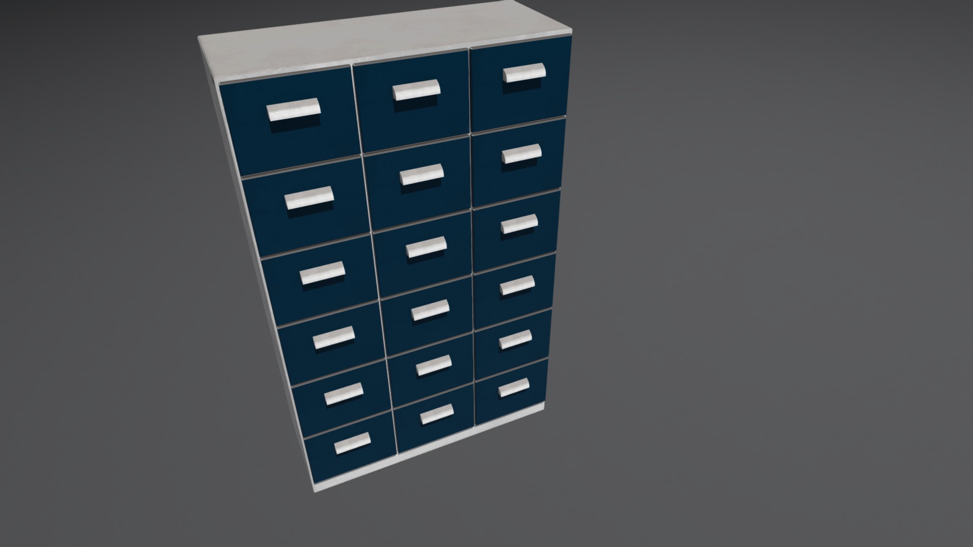 3D model File Cabinet - This is a 3D model of the File Cabinet. The 3D model is about a blue square with white squares.