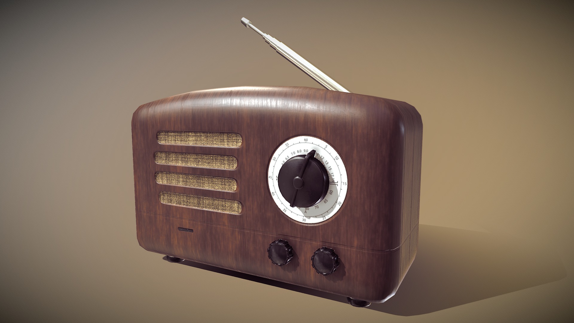 3D model Radio Old - This is a 3D model of the Radio Old. The 3D model is about a wooden radio with a antenna.
