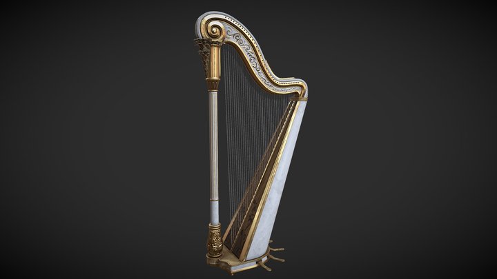 Pedal Harp 3D Model