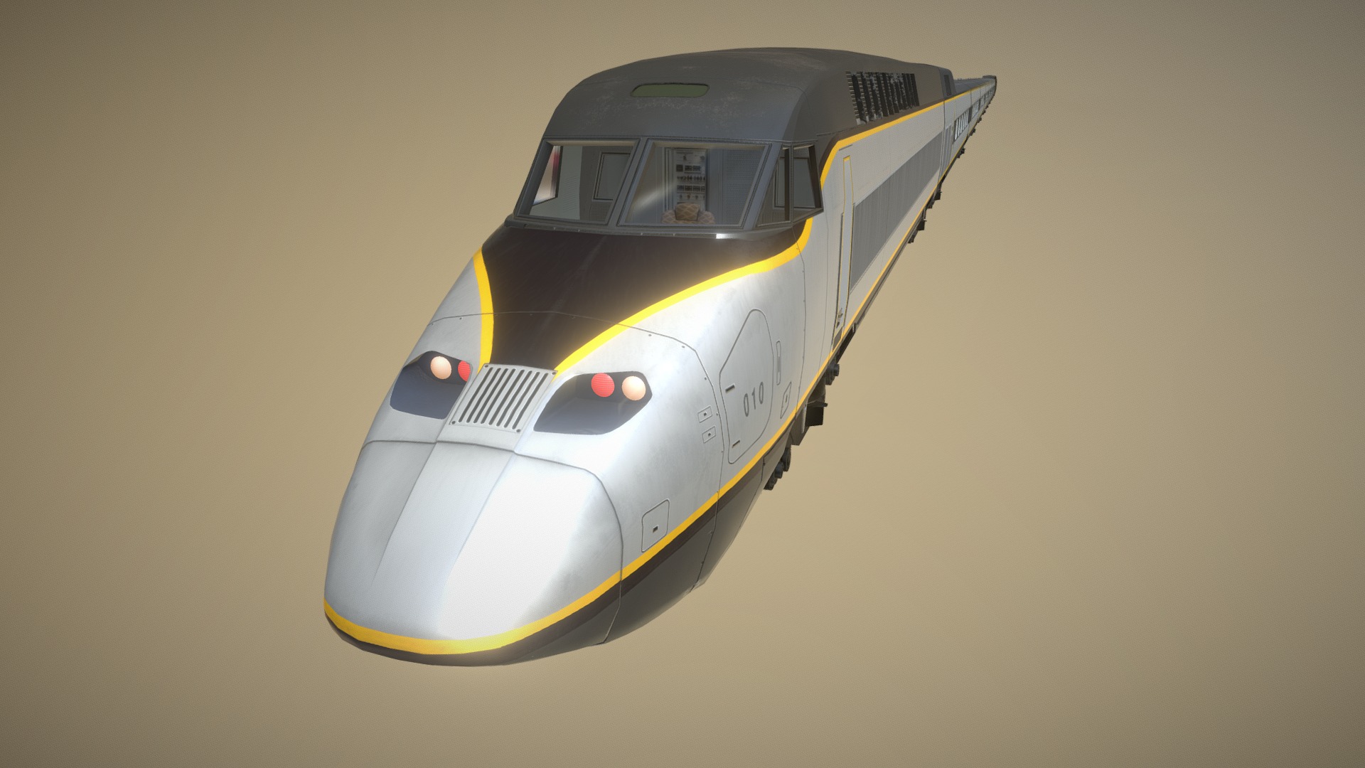 3D model Express Train - This is a 3D model of the Express Train. The 3D model is about a white and yellow helicopter.