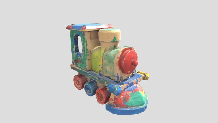 Mobile Ready Painted Toy Train 3D Model