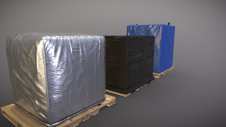 Cargo Box Pallet Stacks Pack - 3 Models 3D Model