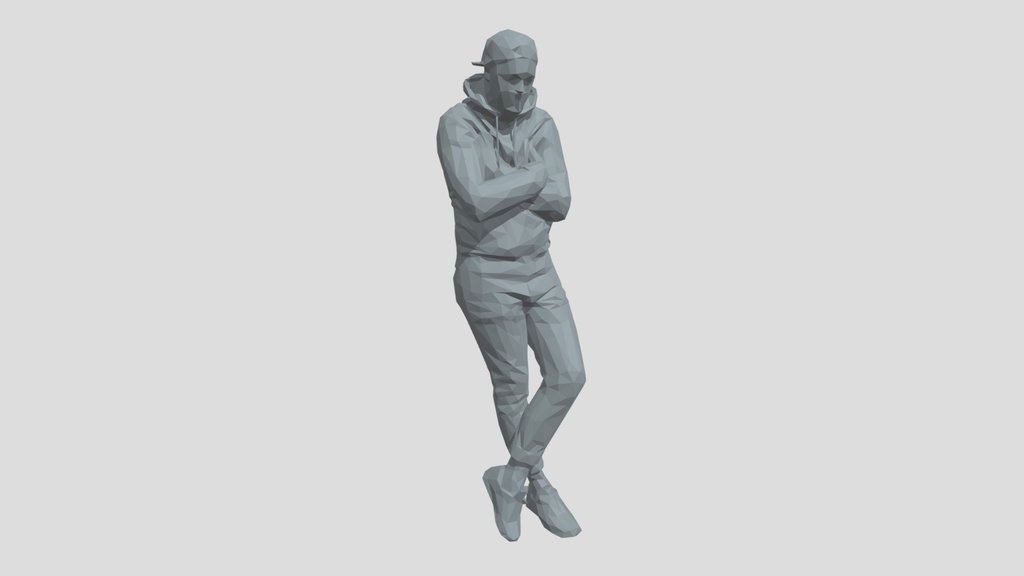 Lowpoly Male Leans On Rail