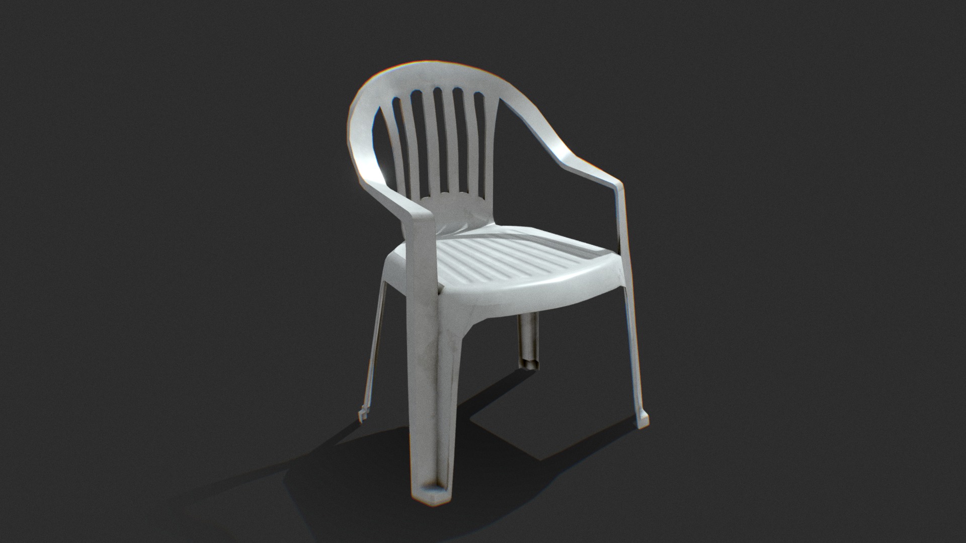 3D model Garden Plastic Chair - This is a 3D model of the Garden Plastic Chair. The 3D model is about a white chair with a black background.