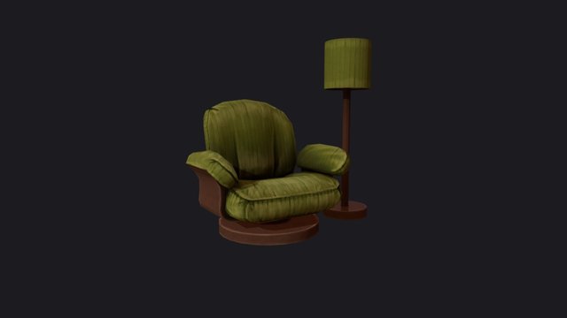 Chair and Lamp 3D Model