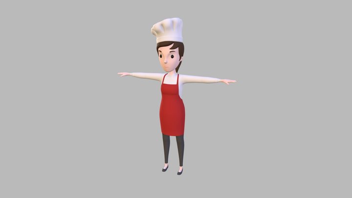 CartoonGirl013 Chef Woman 3D Model