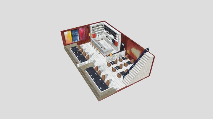 Bar room, low poly free model for real time