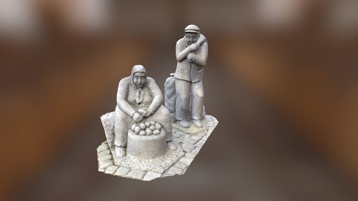 Bäuerin und Bauer Statue in Wassenach 3D Model