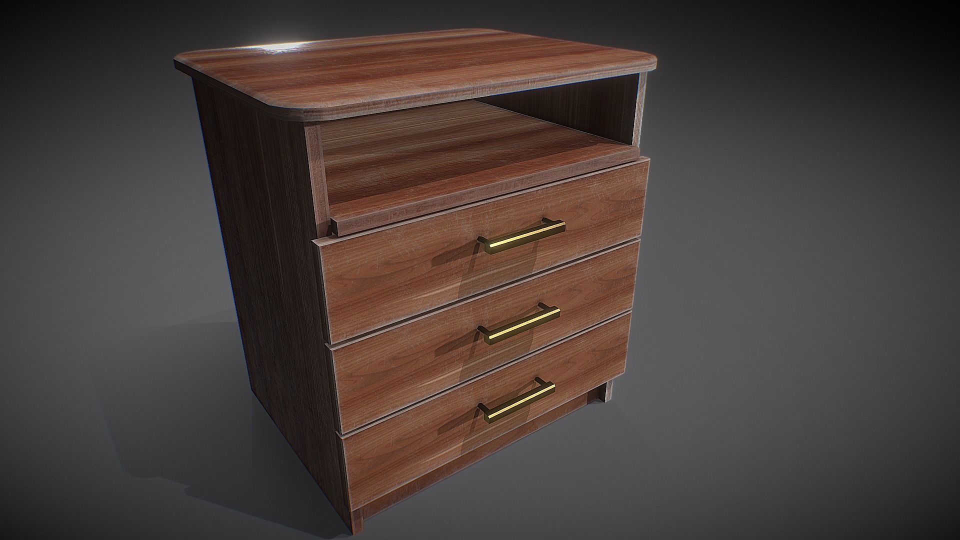 3D model nightstand - This is a 3D model of the nightstand. The 3D model is about a wooden dresser with drawers.