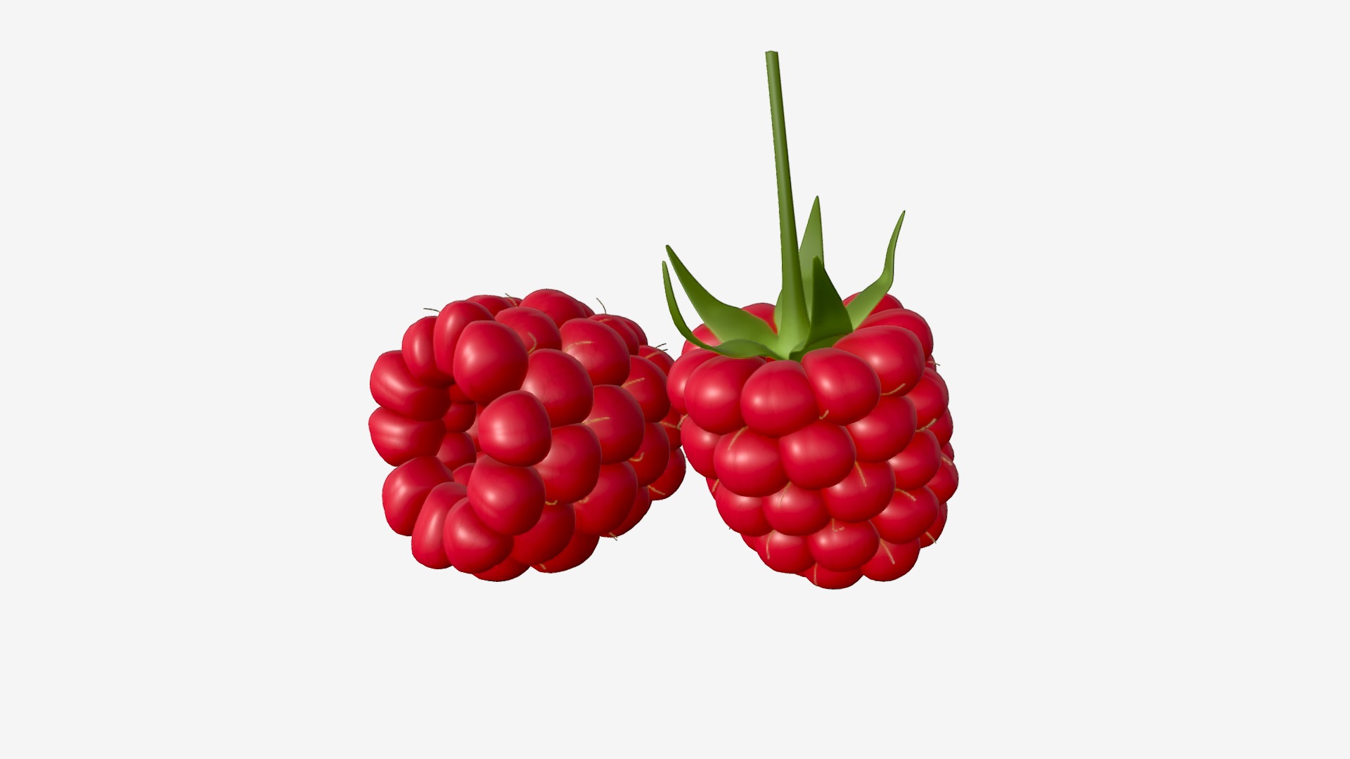 3D model Raspberries ripe - This is a 3D model of the Raspberries ripe. The 3D model is about a bunch of red berries.