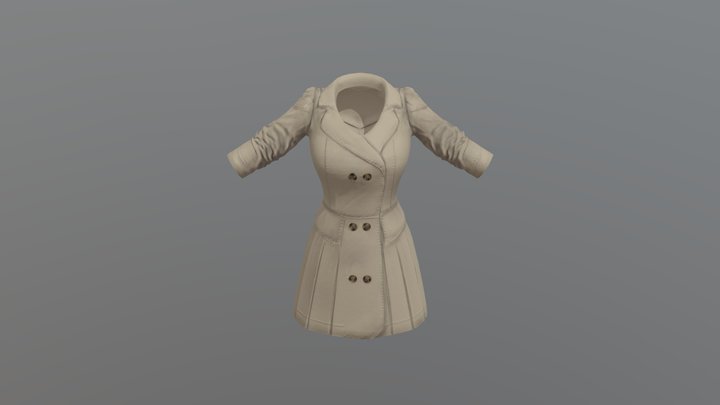 Tan Woman's Coat 3D Model