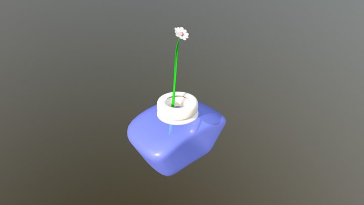 Flower + Pot (Colored) 3D Model