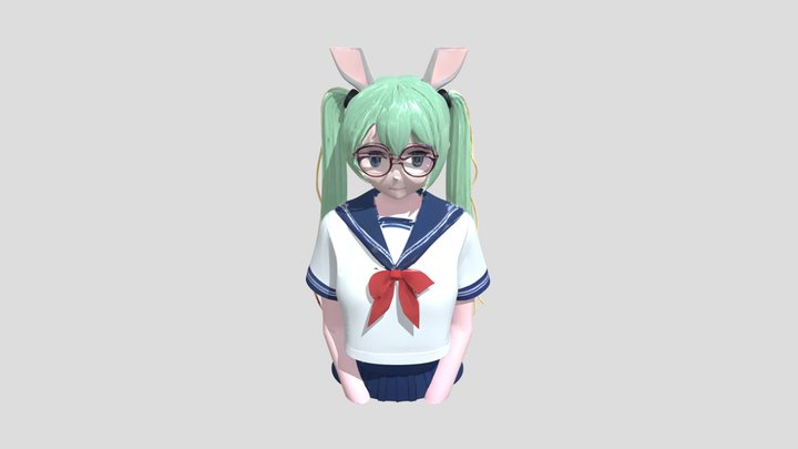 Anime girl in a sailor uniform 3D Model