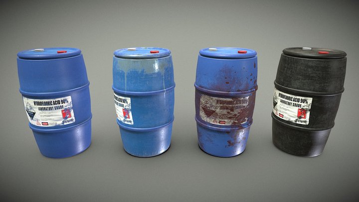 Hydrofluoric acid barrels 3D Model