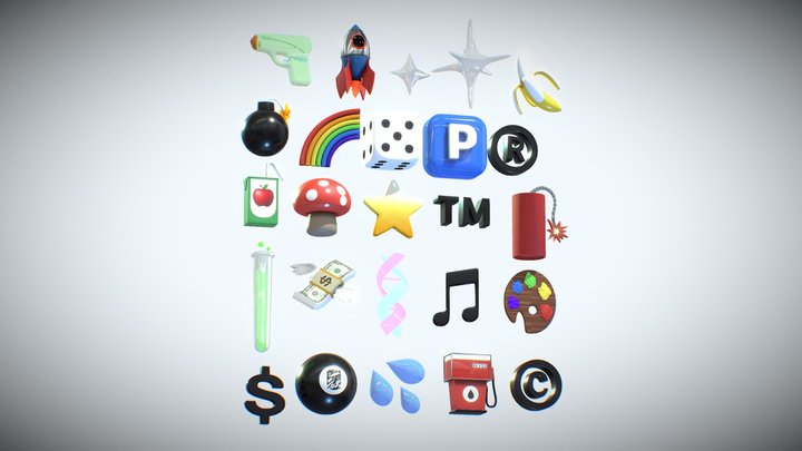 25 Emoji Pack 3D Model