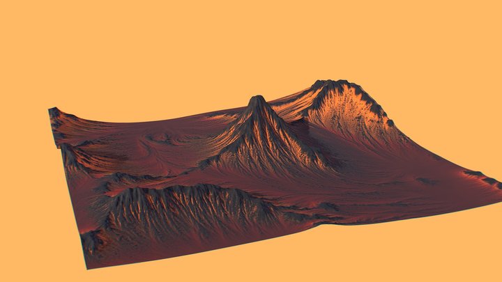 Red Desert Mountains 3D Model