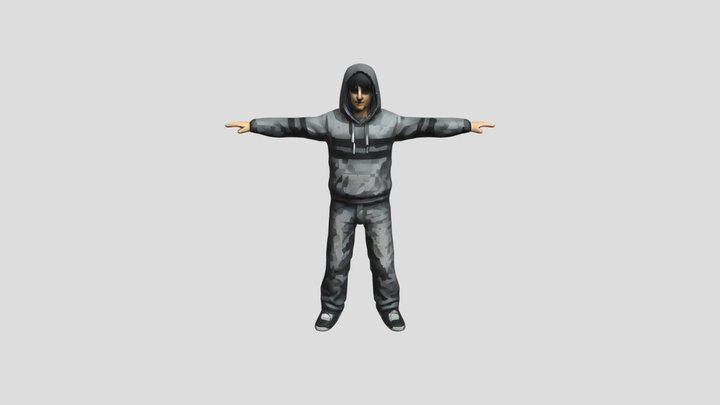 Hooded person with outstretched arms 3D Model