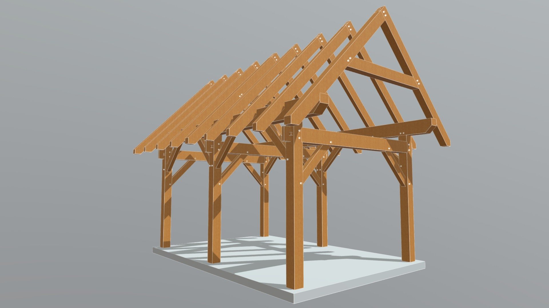 12x18 Timber Frame 3d Model By Timber Frame Hq Timberframehq