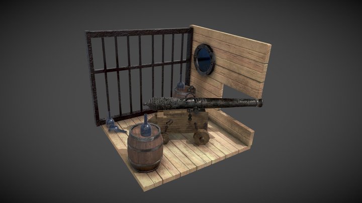 Cannon w/ Environment 3D Model