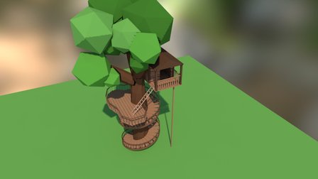 Tree House Low Poly 3D Model