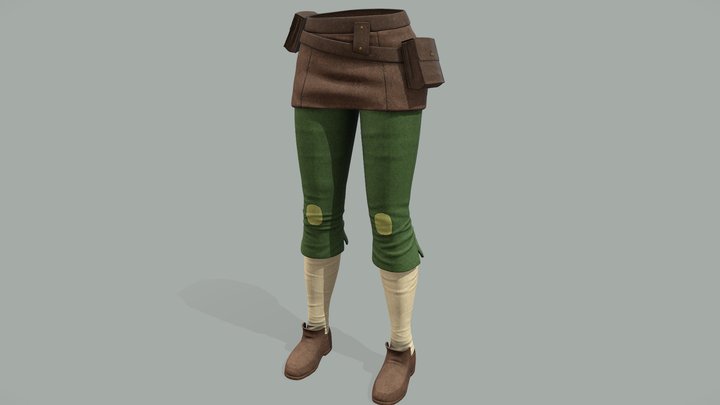 Female Medieval Villager Pants And Shoes 3D Model