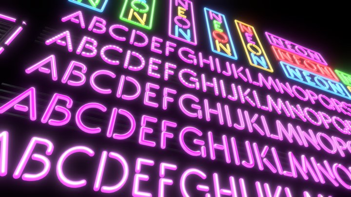 Neon Alphabet, Numbers, Sign profiles 3D Model