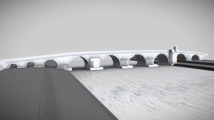 Skopje Stone Bridge minimal 3D Model