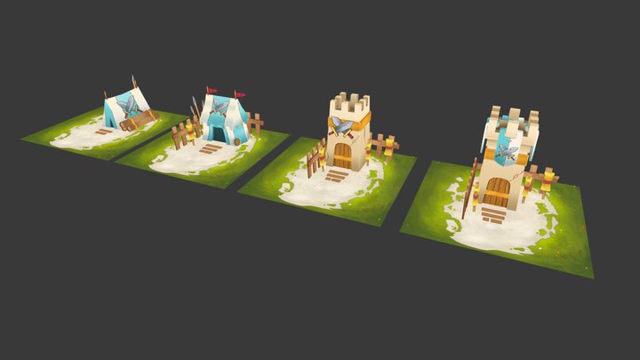Medieval tent and tower asset pack 3D Model