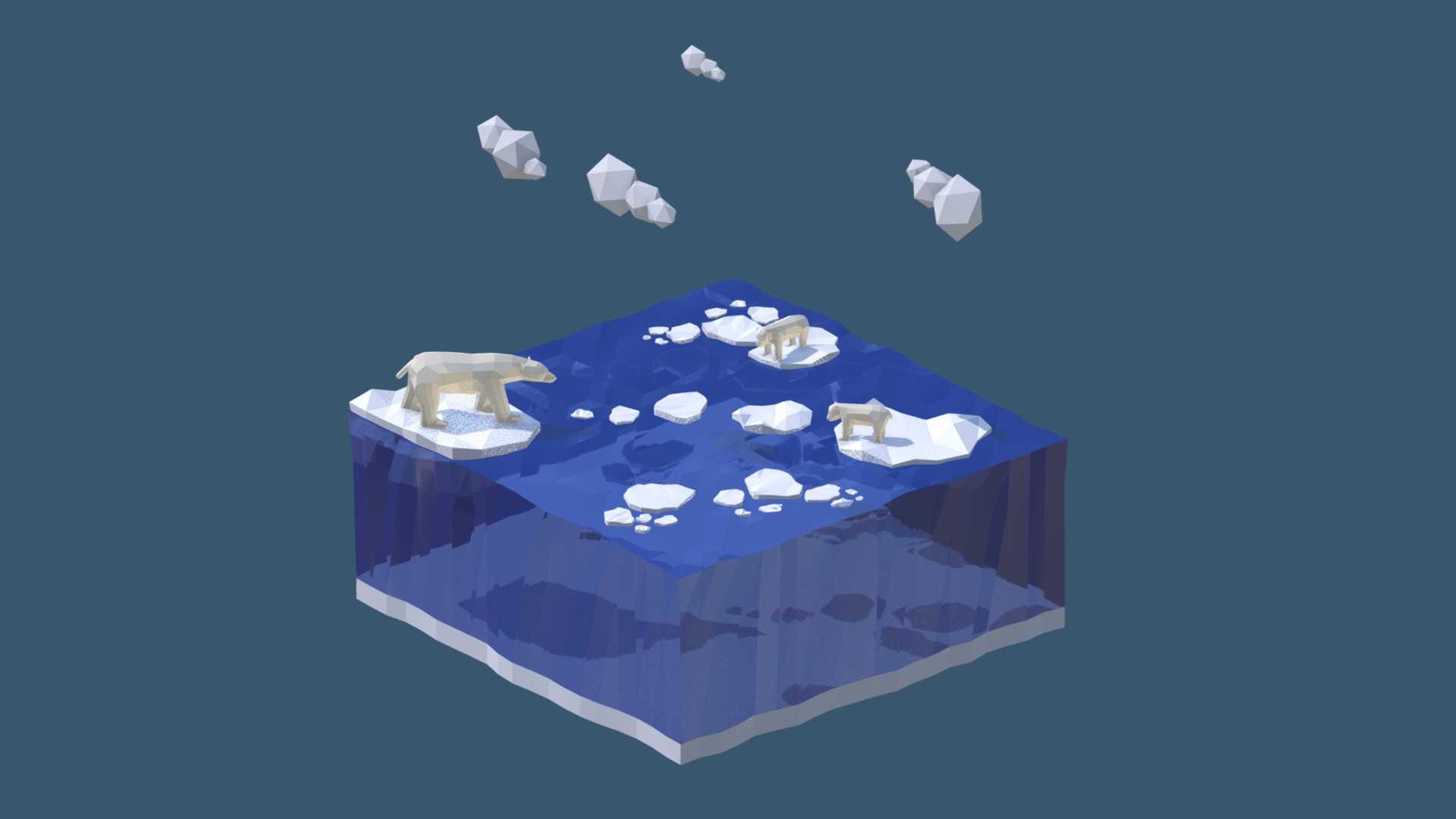 3D model Isometric Landscape Polar - This is a 3D model of the Isometric Landscape Polar. The 3D model is about a blue pillow with white objects on it.