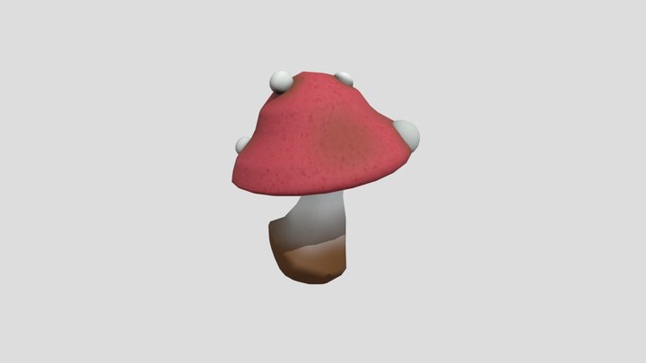 Curved Red Mushroom 3D Model