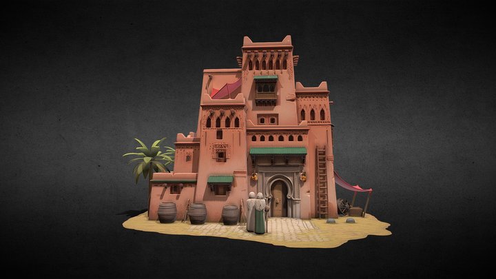 North African Market House – Stylized Tier I 3D Model