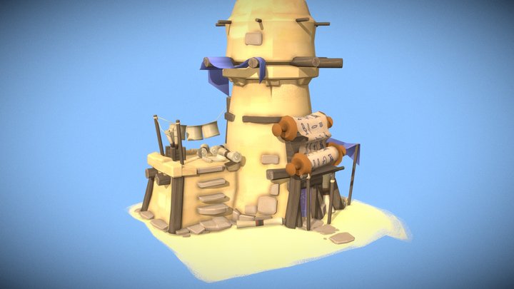 DAE Villages - Egyptian Papyrus Scroll Shop 3D Model